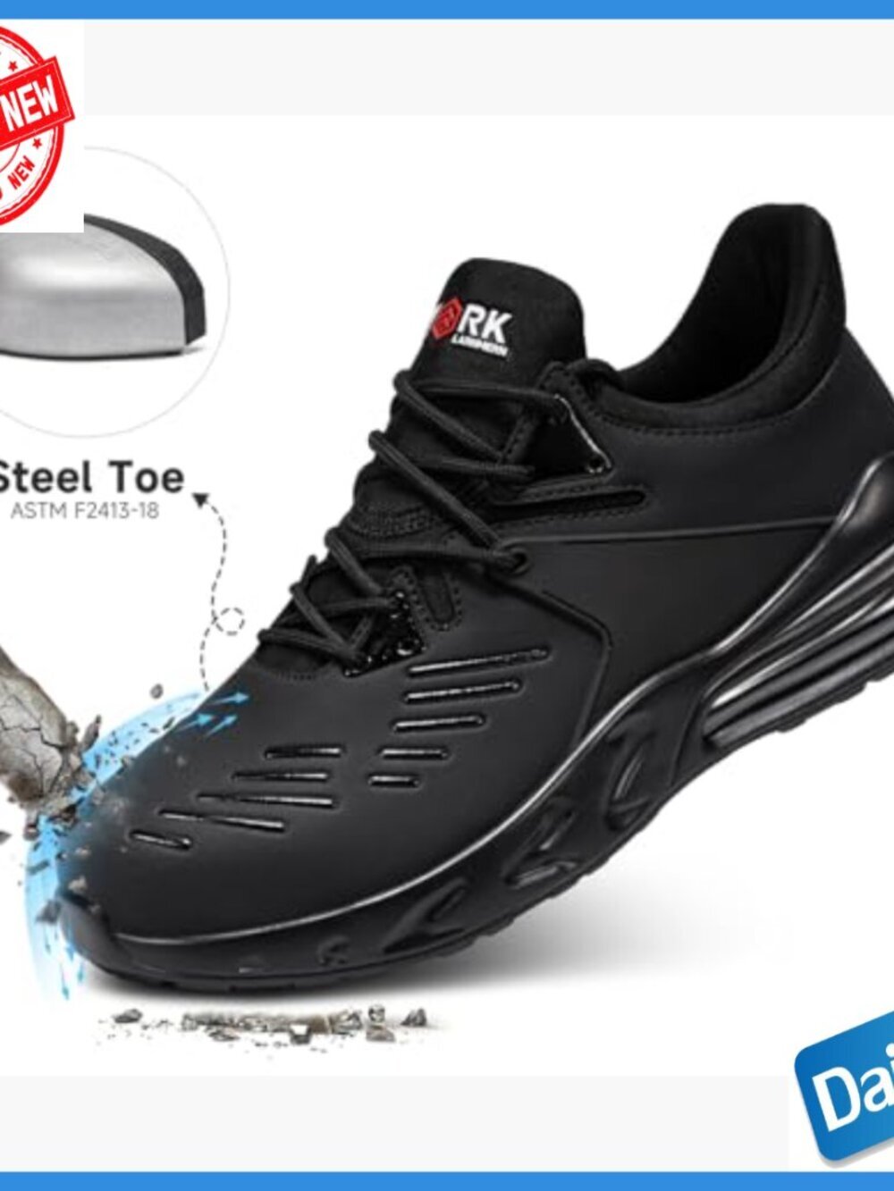 Steel Toe Non Slip Work Sneakers Waterproof Leather Lace Up - Picture 4 of 7